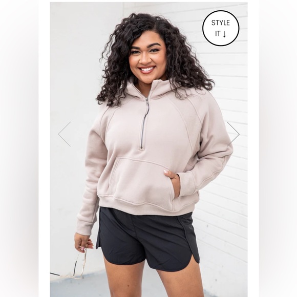 NWOT Pink Lily Beige Quarter Zip Pullover - Picture 2 of 6